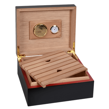Havana Bay Humidor Black With Red Lining