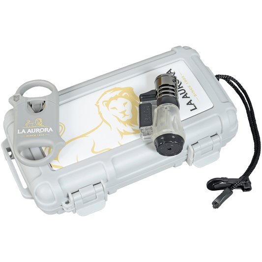 Promo 5ct Travel Humidor With Palio Vcutter And Vesuvio Triple Torch Lighter