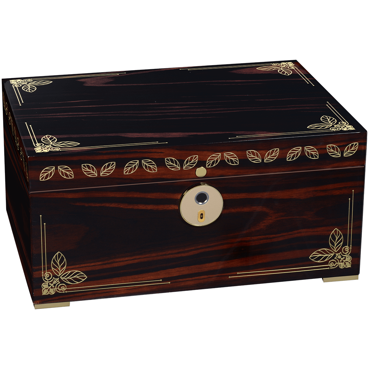 Humidor Oro Ebony Finger Print Lock 126-240 Ct. 14 X