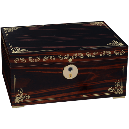 Humidor Oro Ebony Finger Print Lock 126-240 Ct. 14 X