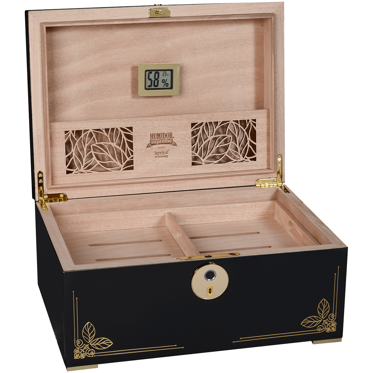 Humidor Oro Black Finger Print Lock 126-240 Ct. 14 X