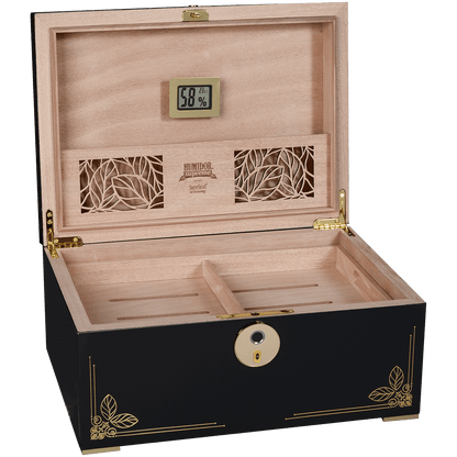 Humidor Oro Black Finger Print Lock 126-240 Ct. 14 X