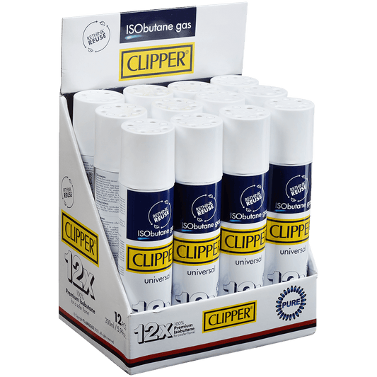 Clipper Isobutane 300Ml Metallic Valve 12Ct Display