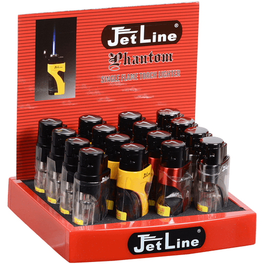 Lighter Jetline Phantom Single Flame 4 Colors 16 Ct. Display