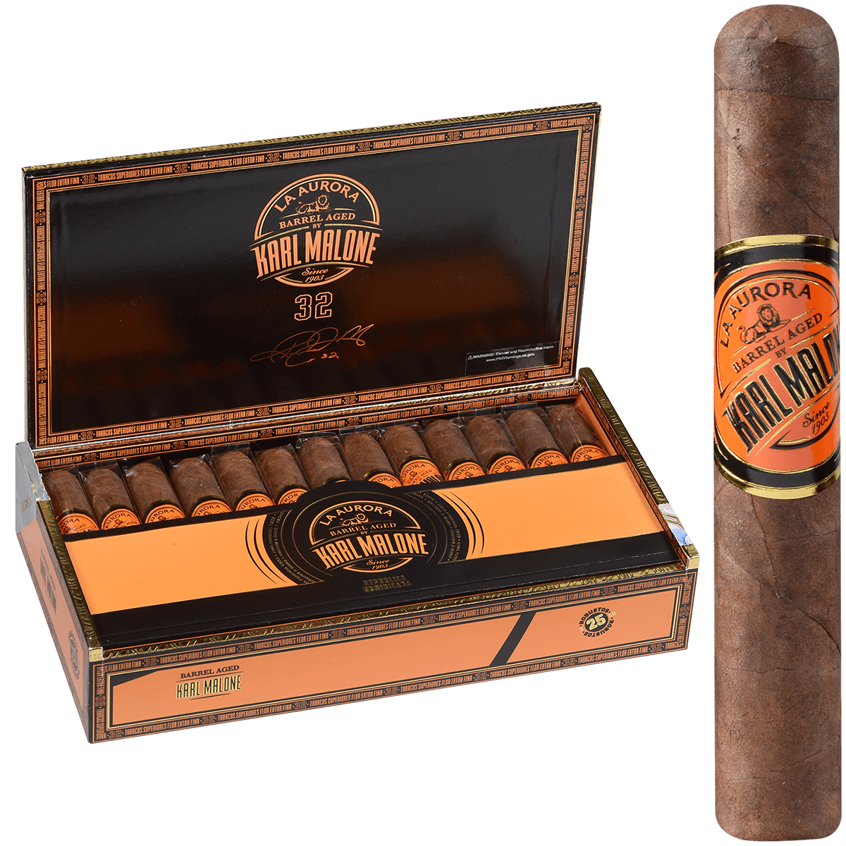 La Aurora Barrel Aged By Karl Malone Robusto 5X50 25Ct Box