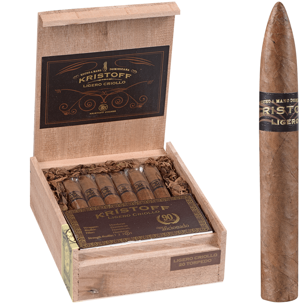 Kristoff Ligero Criollo Torpedo 20 Ct. Box 6.13X52