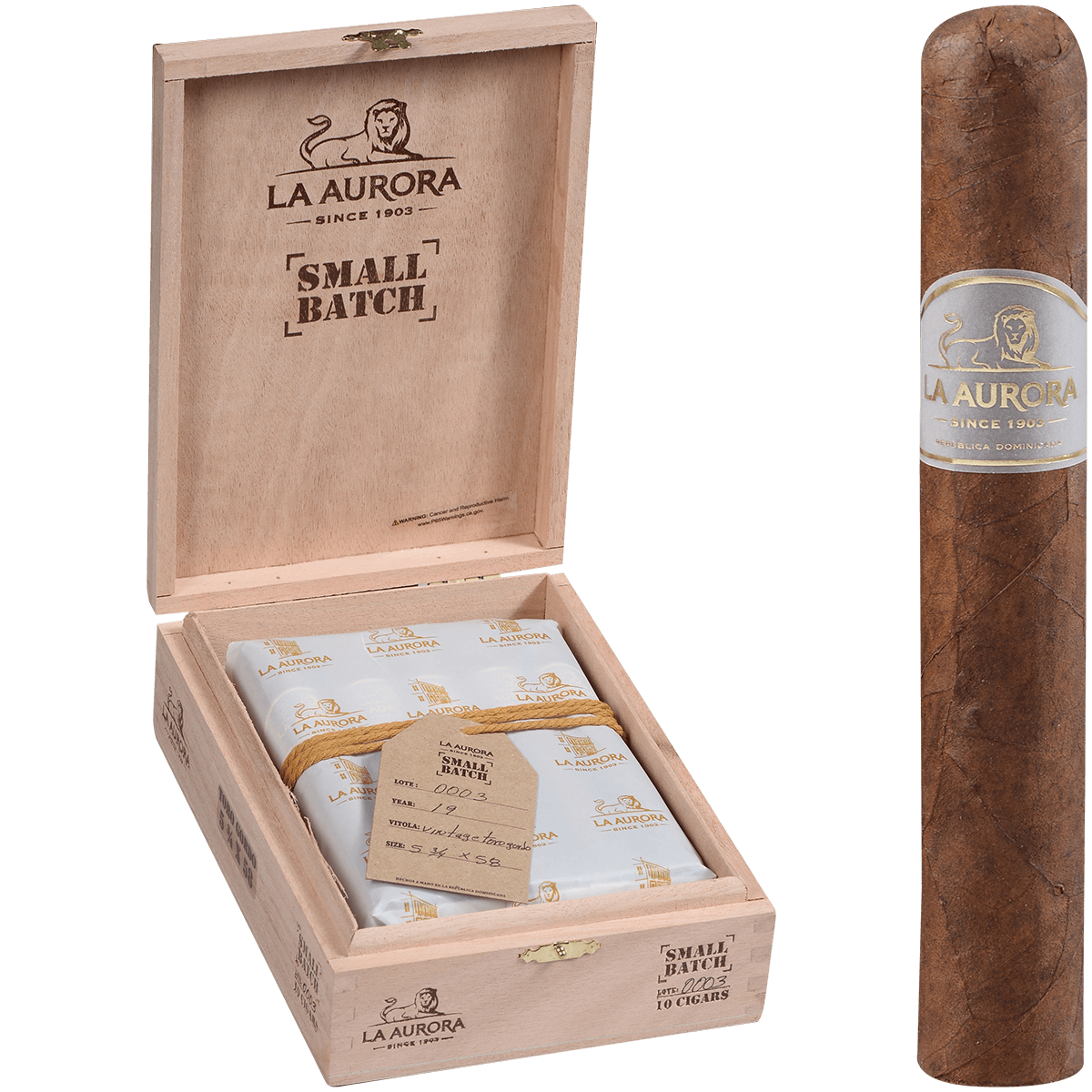 Limited Edition La Aurora Small Batch Lot No 3.Toro Gordo 10 Ct. Box 5.75X58