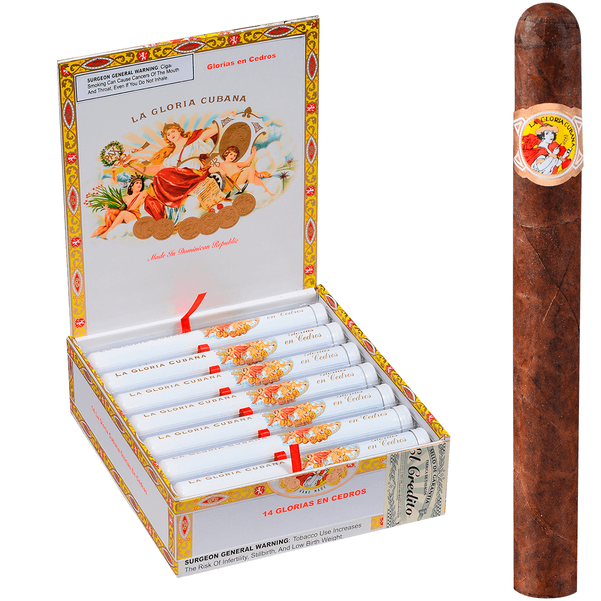La Gloria Cubana En Cedros Natural Tubes 14 Ct. Box 6.75X48