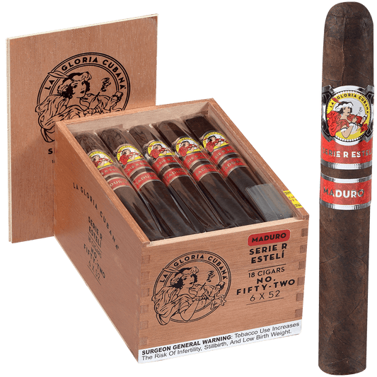 La Gloria Cubana Serie R Esteli Maduro No. Fifty-Two 18 Ct. Box 6.00X52