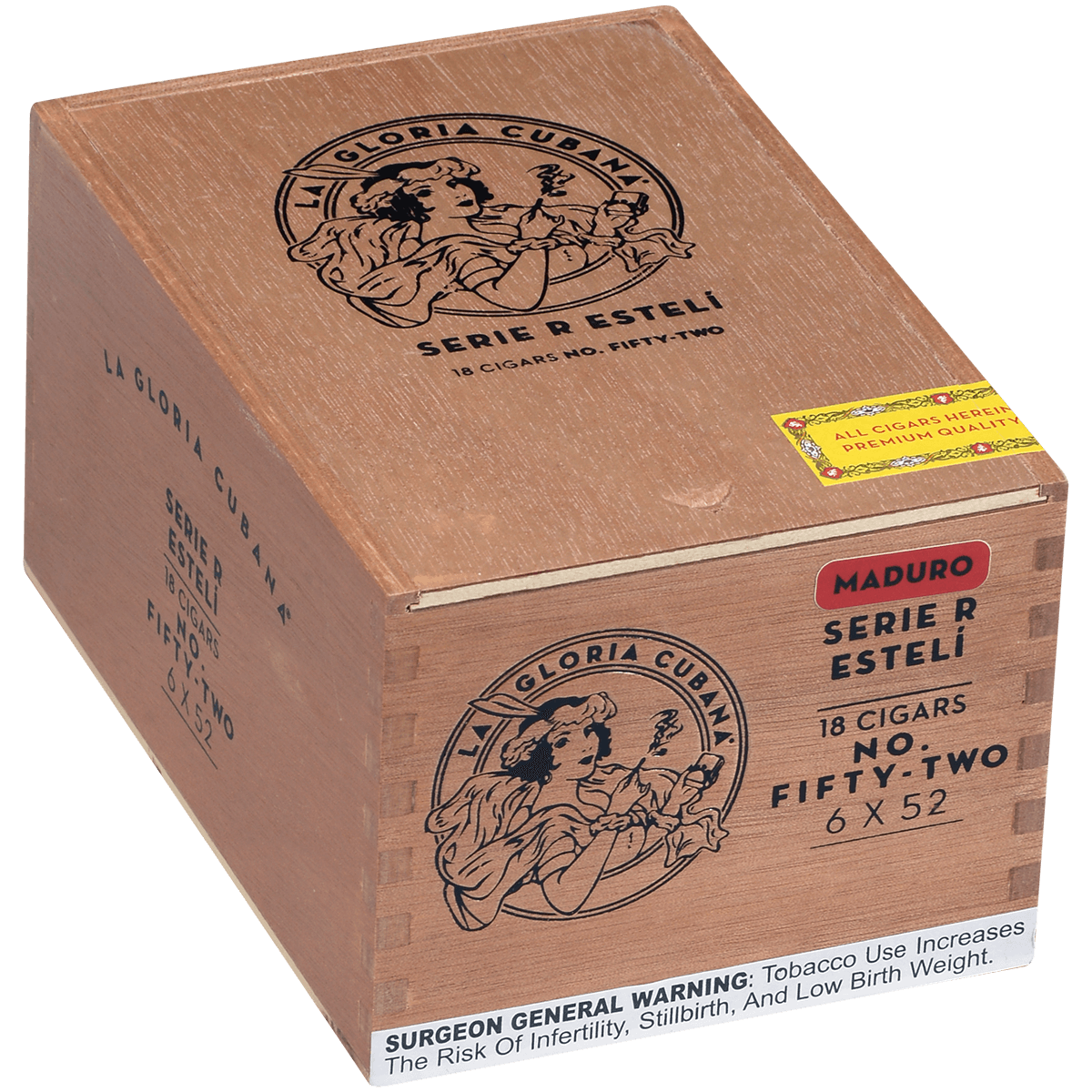 La Gloria Cubana Serie R Esteli Maduro No. Fifty-Two 18 Ct. Box 6.00X52
