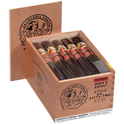 La Gloria Cubana Serie R Esteli Maduro No. Fifty-Two 18 Ct. Box 6.00X52