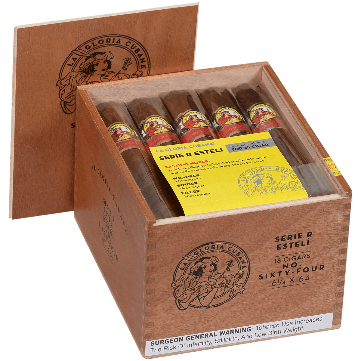 La Gloria Cubana Serie R Esteli No. Sixty-Four 18 Ct. Box 6.25X64