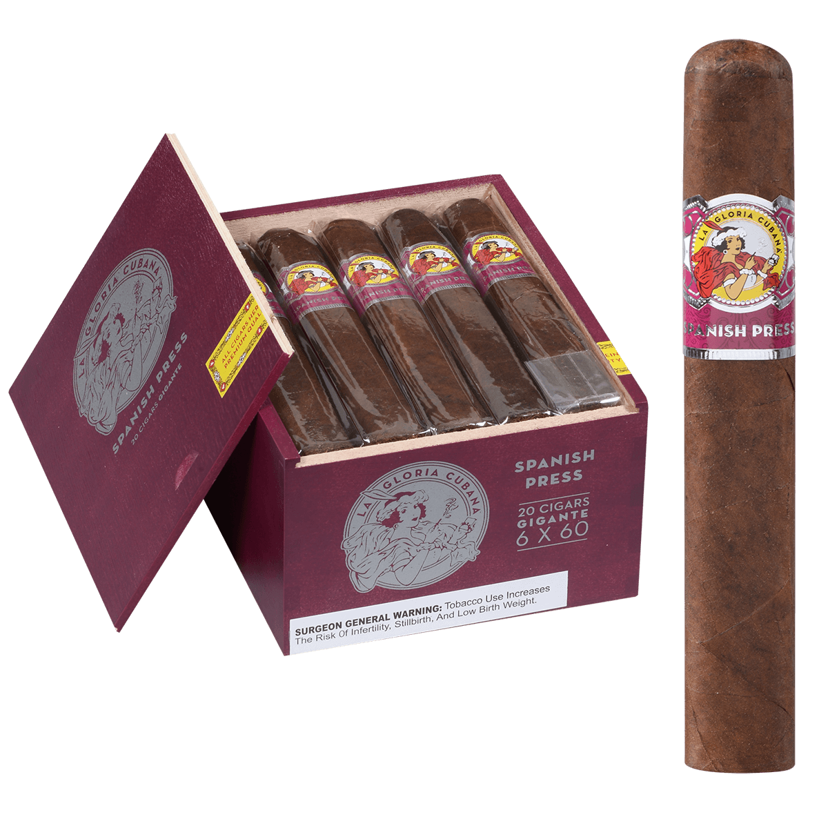 La Gloria Cubana Spanish Press Gigante 20 Ct. Box 6.00X60