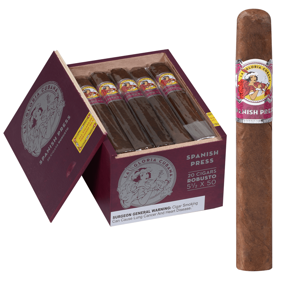 La Gloria Cubana Spanish Press Robusto 20 Ct. Box 5.50X50
