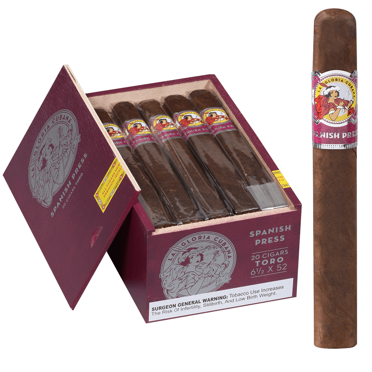 La Gloria Cubana Spanish Press Toro 20 Ct. Box 6.50X52