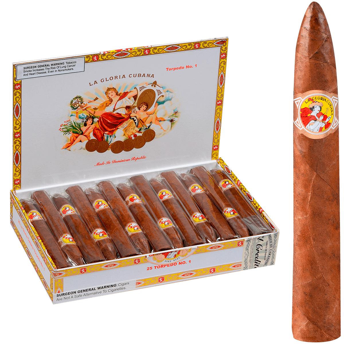 La Gloria Cubana Torpedo #1 Natural 25 Ct. Box 6.50X52