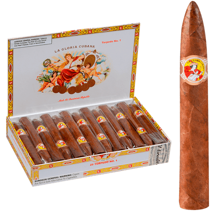 La Gloria Cubana Torpedo #1 Natural 25 Ct. Box 6.50X52