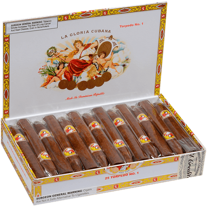 La Gloria Cubana Torpedo #1 Natural 25 Ct. Box 6.50X52