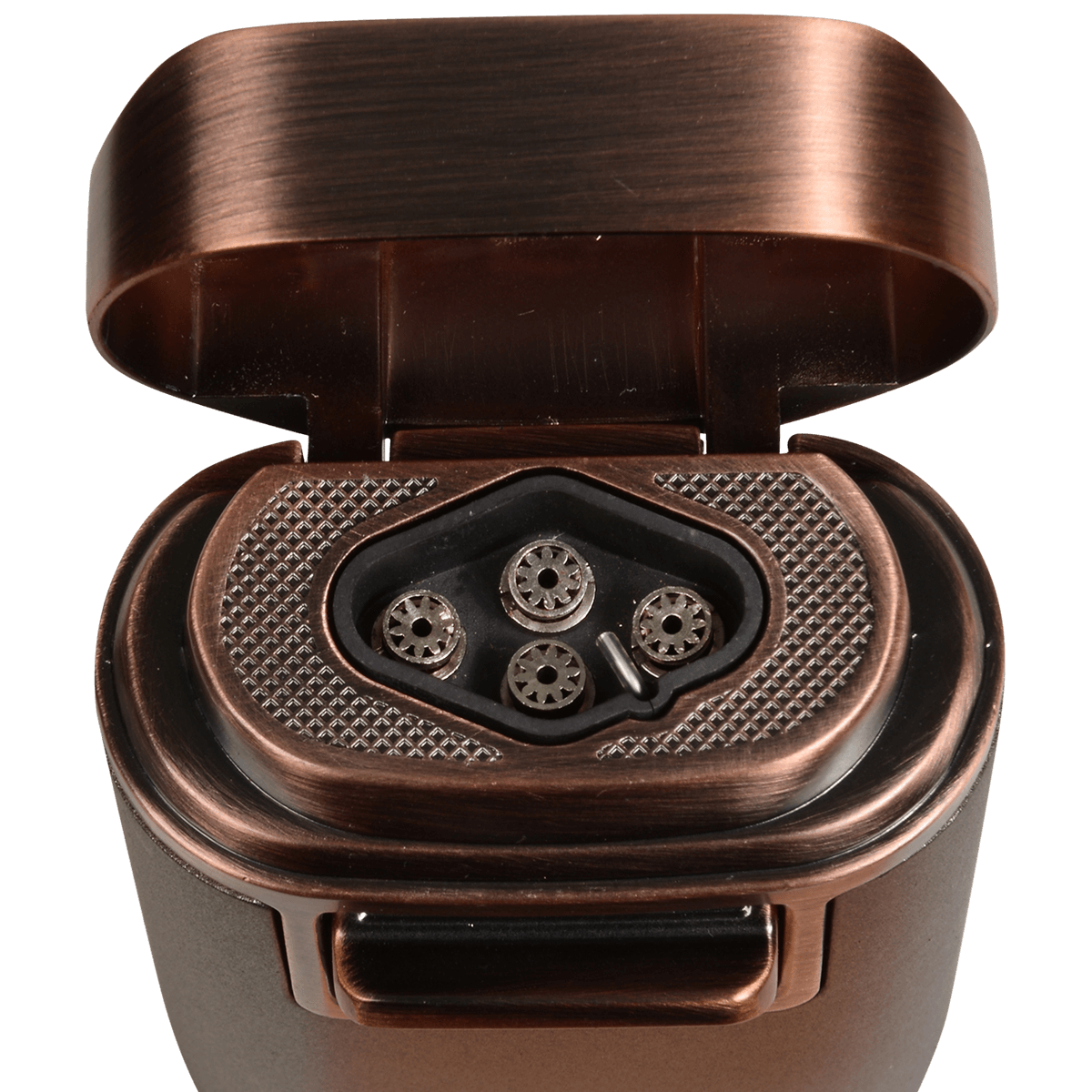 Lighter Lotus Brawn Quad Torch Table Lighter Brown Crackle Copper