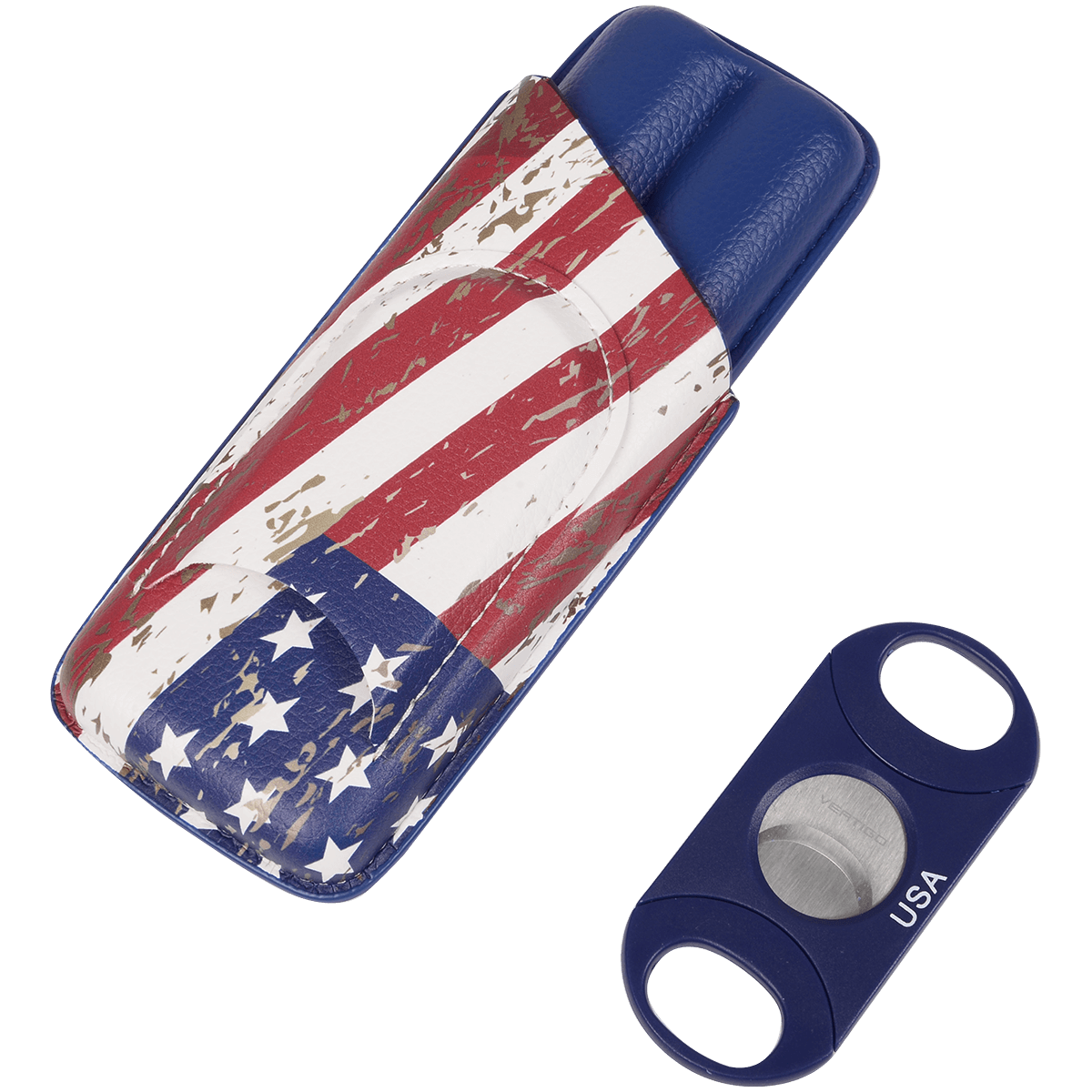 Cigar Case Lotus 62G With 64G Cutter American Flag Design Gift Set
