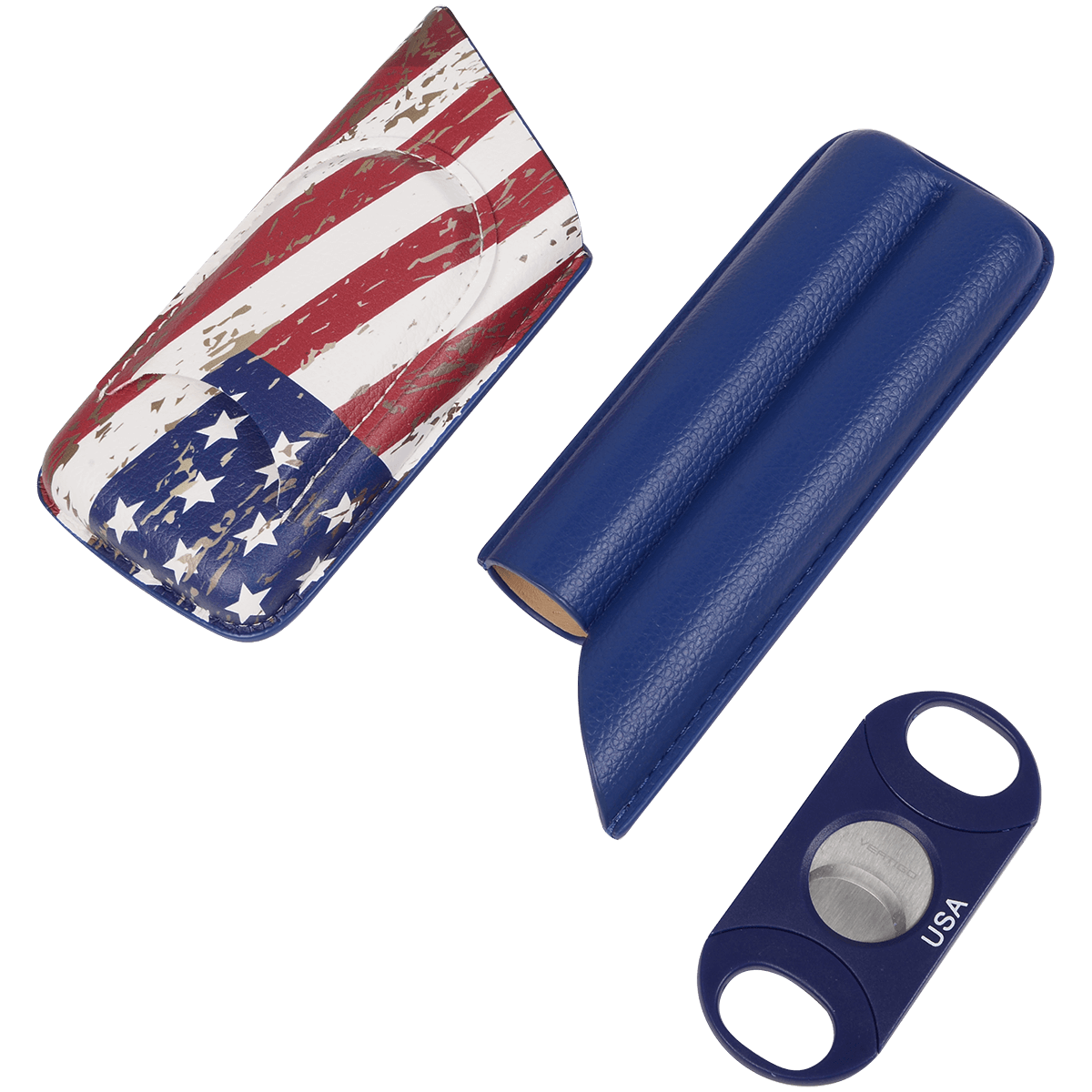 Cigar Case Lotus 62G With 64G Cutter American Flag Design Gift Set
