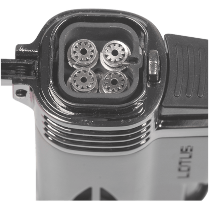 Lighter Lotus Defiant Quad Tinpoint Torch Black Gunmetal