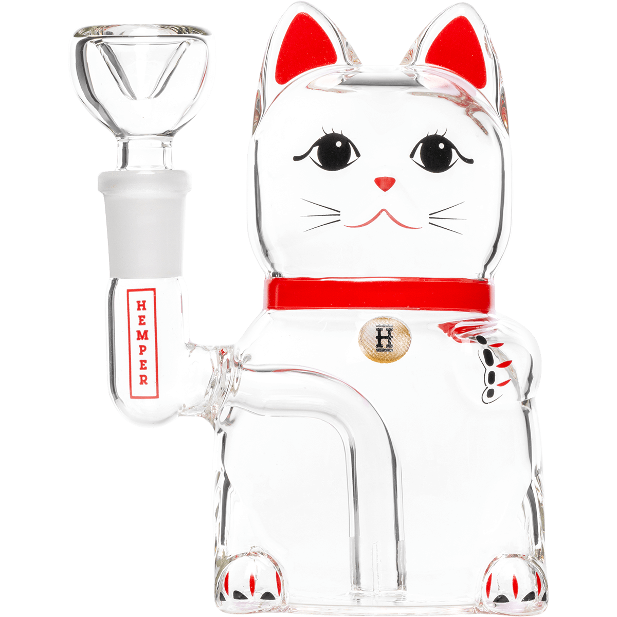 Hemper Lucky Money Cat Glass Water Pipe 5"