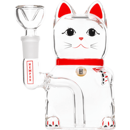 Hemper Lucky Money Cat Glass Water Pipe 5"