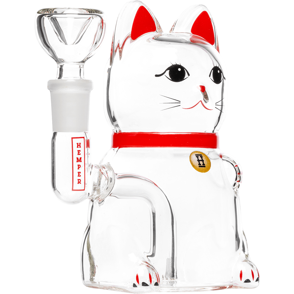 Hemper Lucky Money Cat Glass Water Pipe 5"
