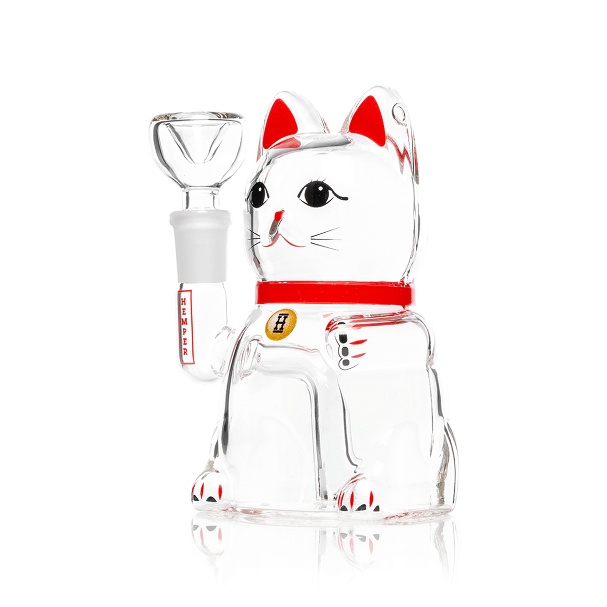 Hemper Lucky Money Cat Glass Water Pipe 5"