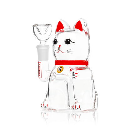 Hemper Lucky Money Cat Glass Water Pipe 5"