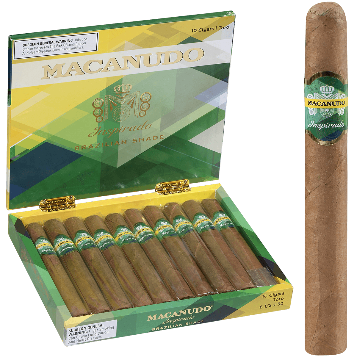 Limited Edition Macanudo Inspirado Brazilian Shade Toro 10 Ct. Box 6.25X52