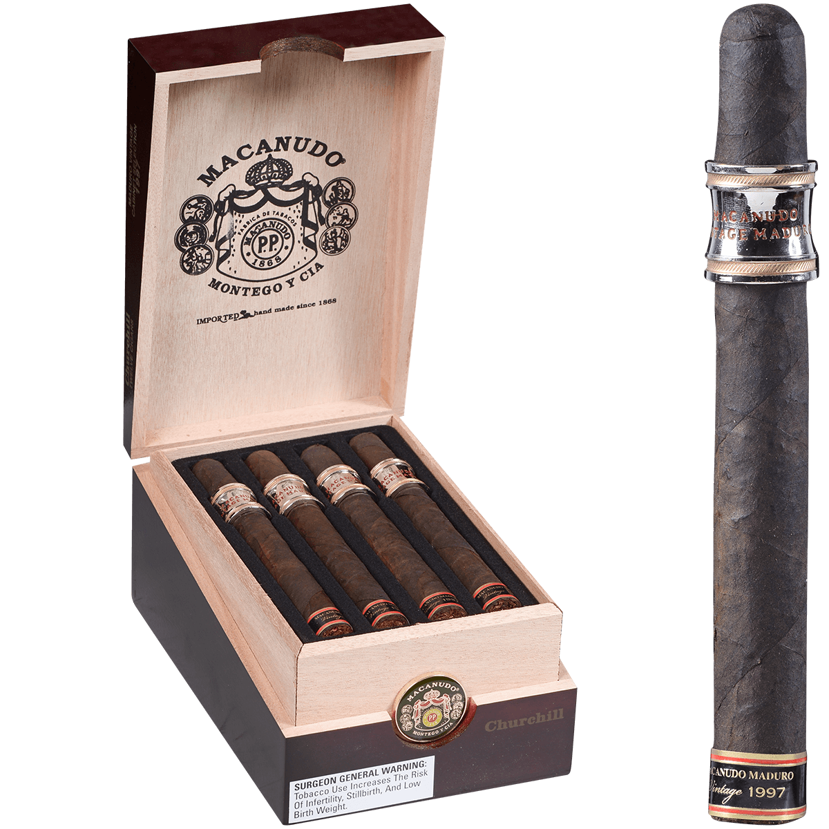 Macanudo Maduro Vintage 1997 Churchill (Metal Band) 12 Ct. Box 7.00X49