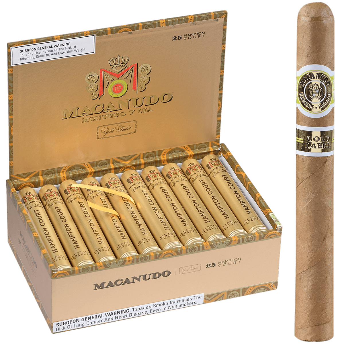 Macanudo Gold Label Hampton Court Tube 25 Ct. Box 5.25X54