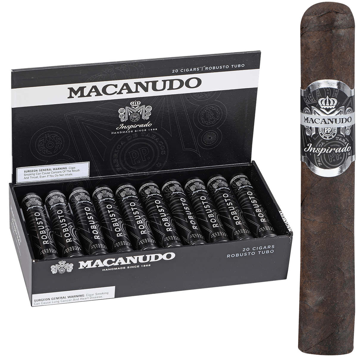 Macanudo Inspirado Black Tubo 20 Ct. Box 4.87X48
