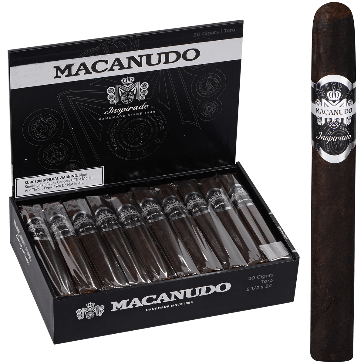 Macanudo Inspirado Black Toro 20 Ct. Box 5.50X54
