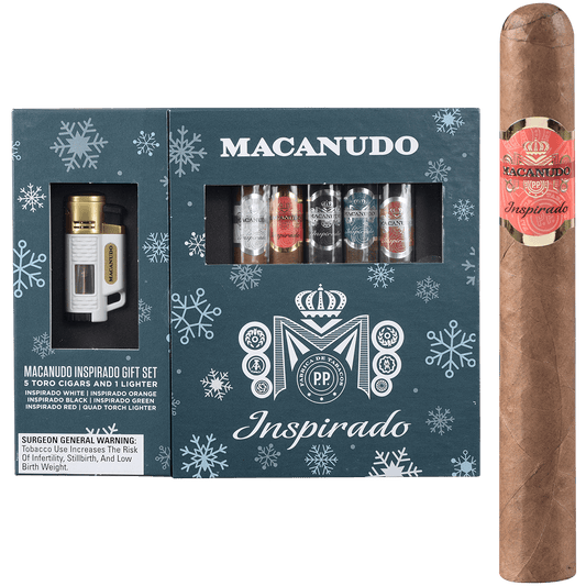 Holiday Sampler Macanudo Inspirado Toro With Lighter Gift Set 5 Ct Box.