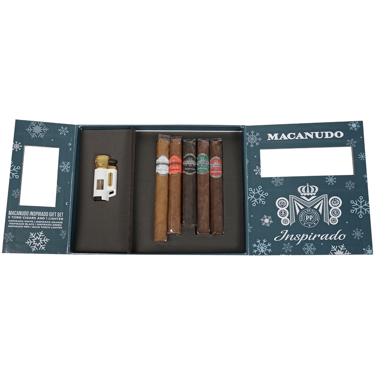 Holiday Sampler Macanudo Inspirado Toro With Lighter Gift Set 5 Ct Box.