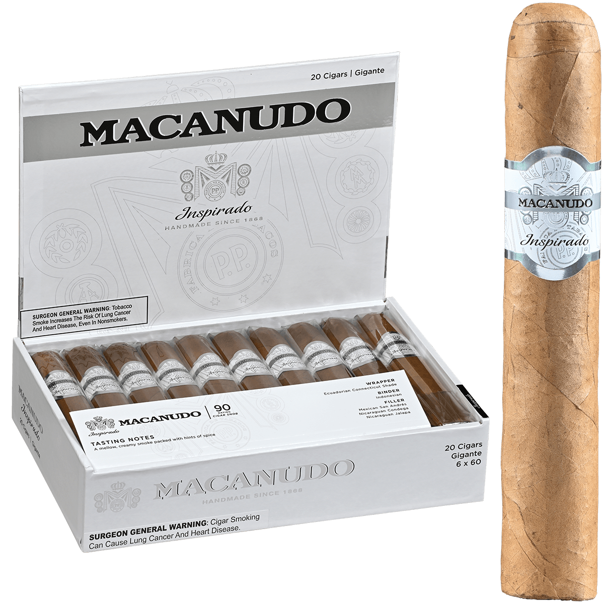 Macanudo Inspirado White Gigante 20 Ct. Box 6.00X60