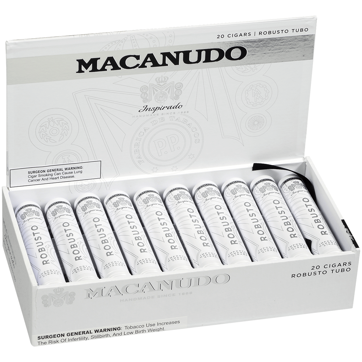 Macanudo Inspirado White Tubo 20 Ct. Box 5.00X50