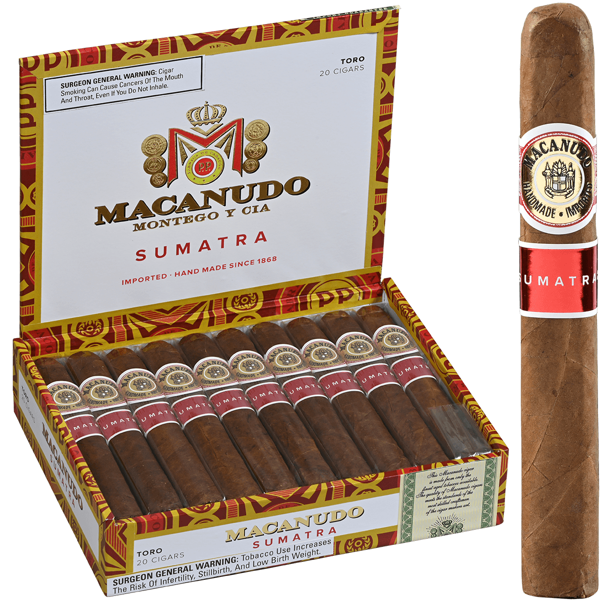 Macanudo Sumatra Toro Box Pressed 20 Ct. Box 6X50