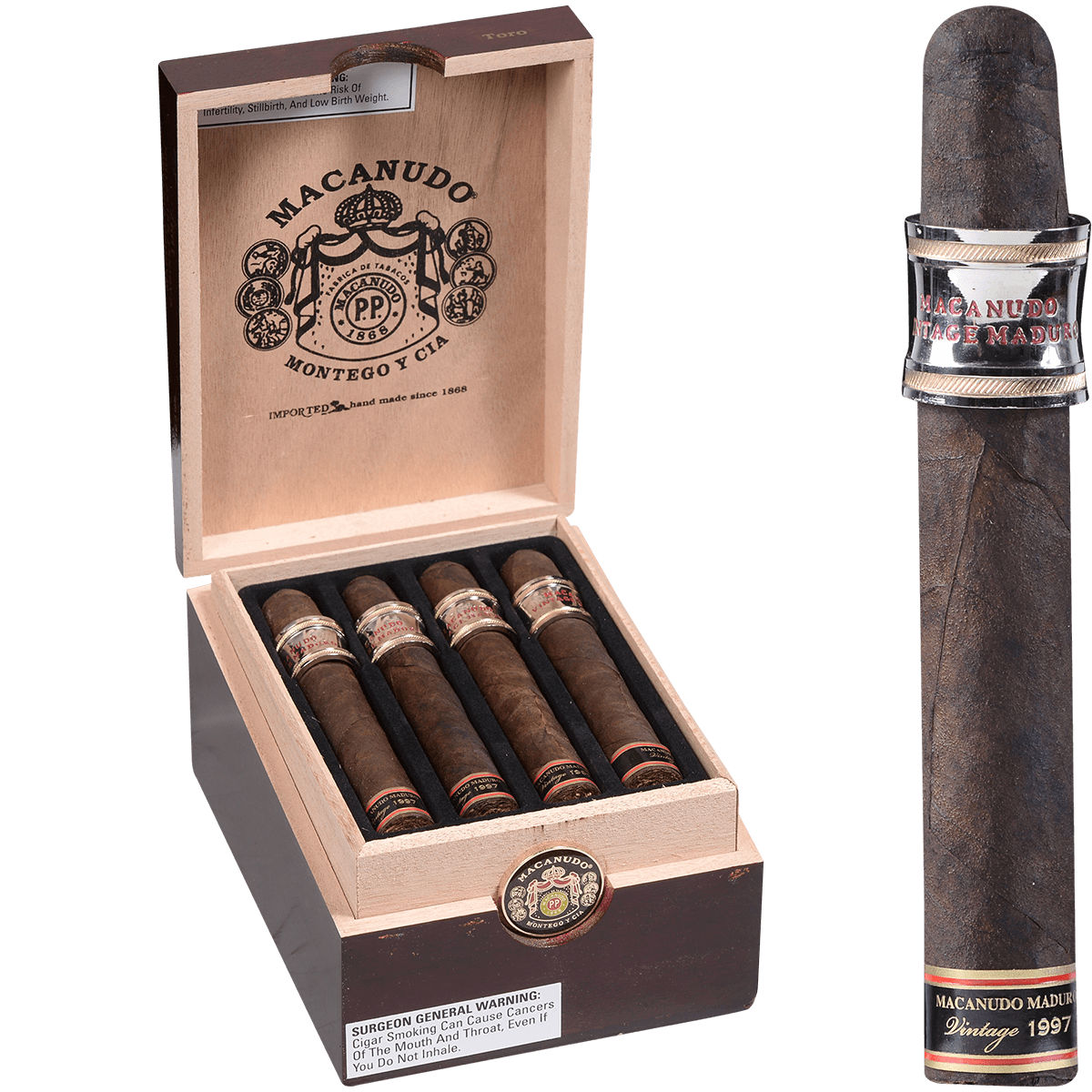 Macanudo Maduro Vintage 1997 Toro (Metal Band) 12 Ct. Box 6.00X54
