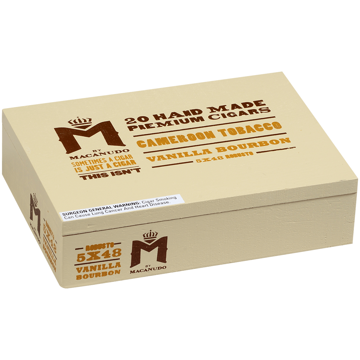 M By Macanudo Vanilla Bourbon Robusto 20 Ct. Box 5.00X48