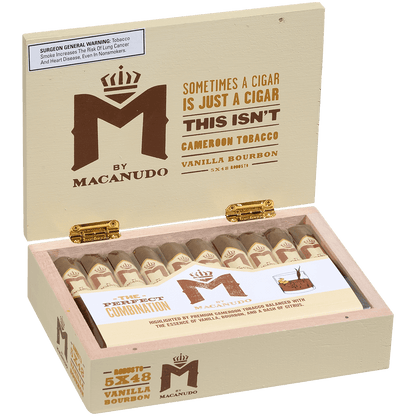 M By Macanudo Vanilla Bourbon Robusto 20 Ct. Box 5.00X48