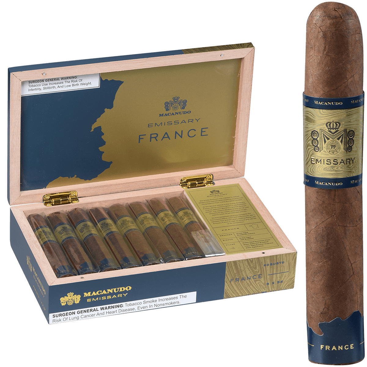 Macanudo Emissary France Robusto 16 Ct. Box 5.00X52