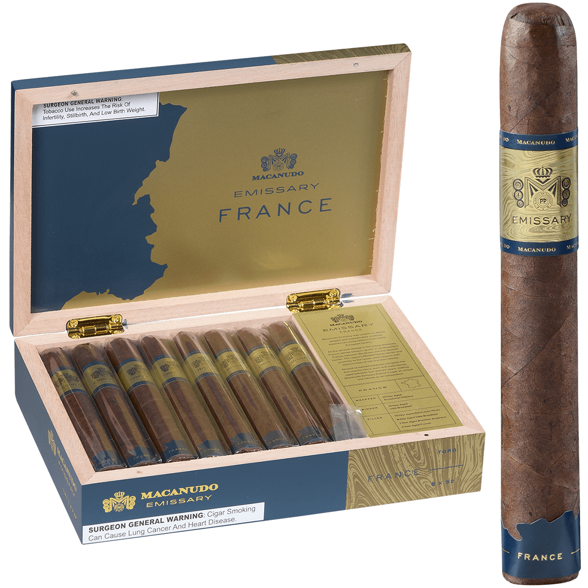 Macanudo Emissary France Toro 16 Ct. Box 6.00X52