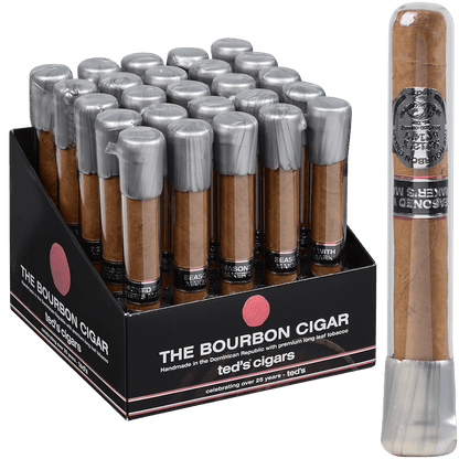 The Bourbon Cigar By Teds 10Th Anniversary Glass Tubes 25 Ct. Box 6.00X50