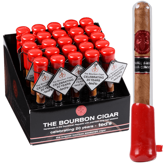 The Bourbon Cigar By Teds 538 Glass Tubes 25 Ct. Box 5.00X38