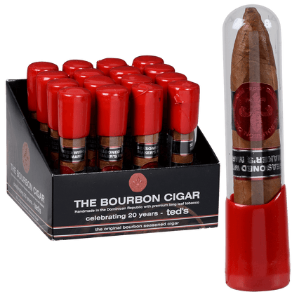 The Bourbon Cigar By Ted'S 562 Glass Tubes 16 Ct. Box 5.00X62