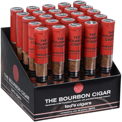 The Bourbon Cigar By Teds 650 Glass Tubes 25 Ct. Box 6.00X50